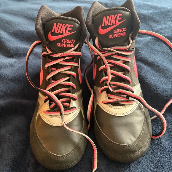 Rare Nike Greco Supreme Wrestling Shoes - Womens 8 - High Top Black Pink Silver - Picture 11 of 12